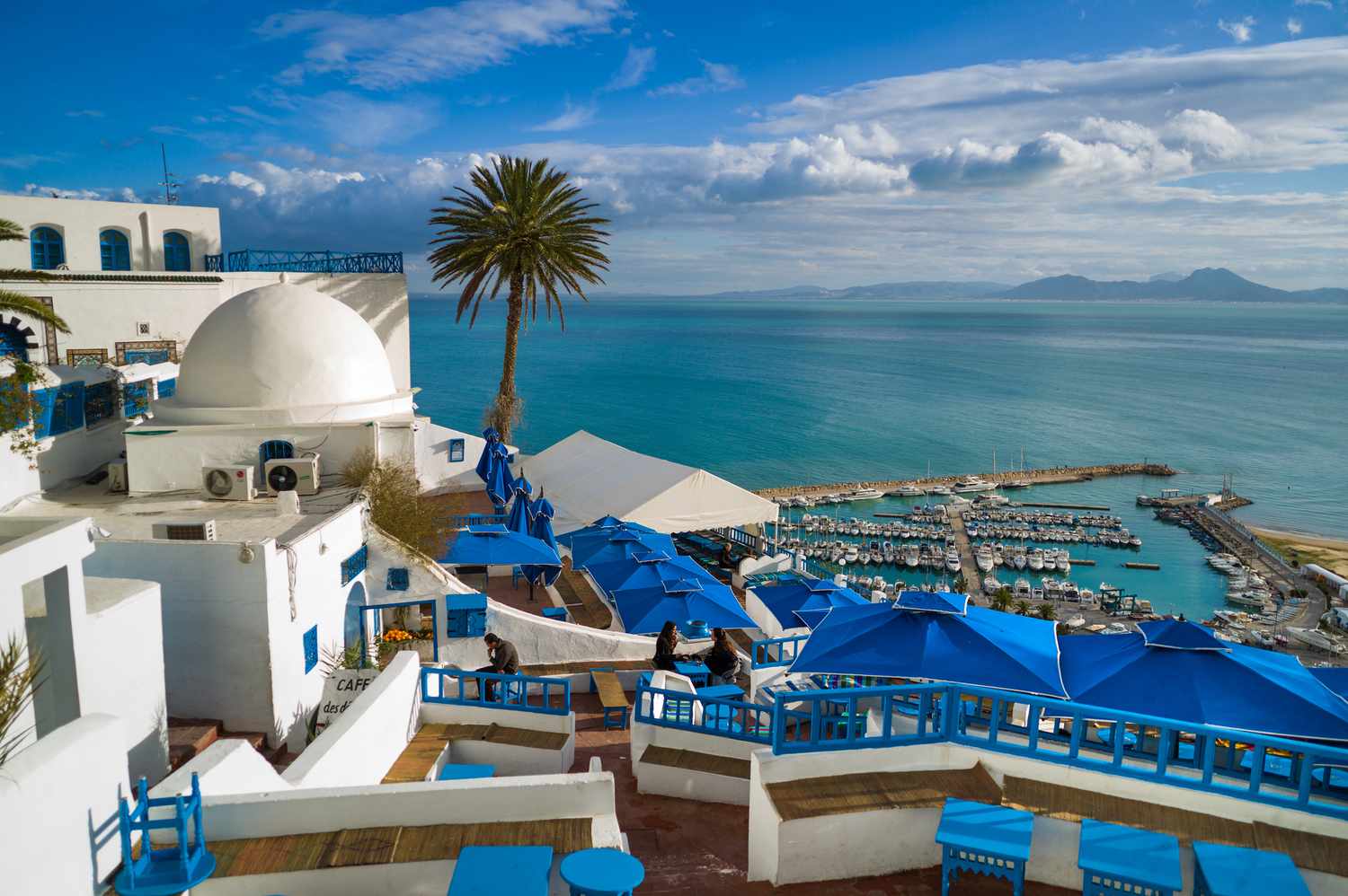 Blue and white architecture in Sidi Bou Said, Tunisia